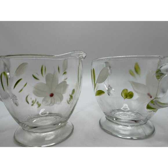 Vintage Bartlett Collins Creamer Sugar Bowl White flowers Gay Fad 50’s Vtg - Picture 4 of 10